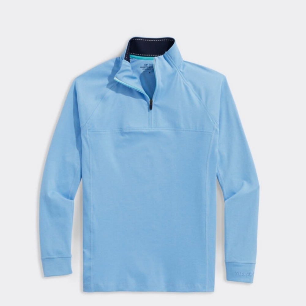 Men's Vineyard Vines Palmetto 1/4 Zip. Large. NWT. Color "Ocean" Light Blue.